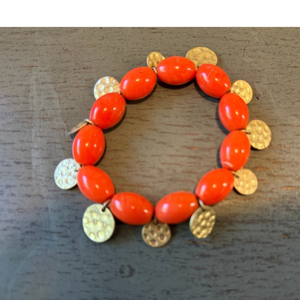 Orange Vintage Beaded Charm Bracelet - Women's Fashion Bracelet